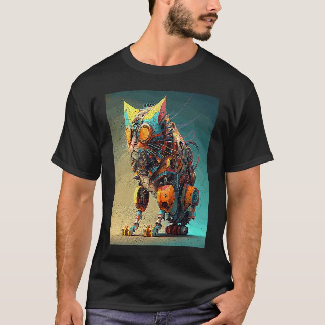 T-shirt Robot Chat Coloré (Devant)
