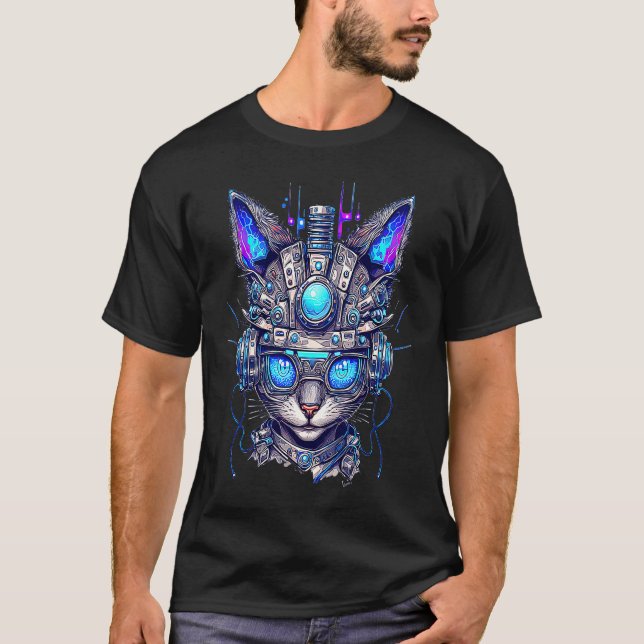T-shirt Robot Chat Graphique Futuriste  1 (Devant)