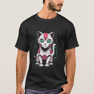 T-shirt Robot Chat Mécanique Android Cyborg Maman Papa Enf