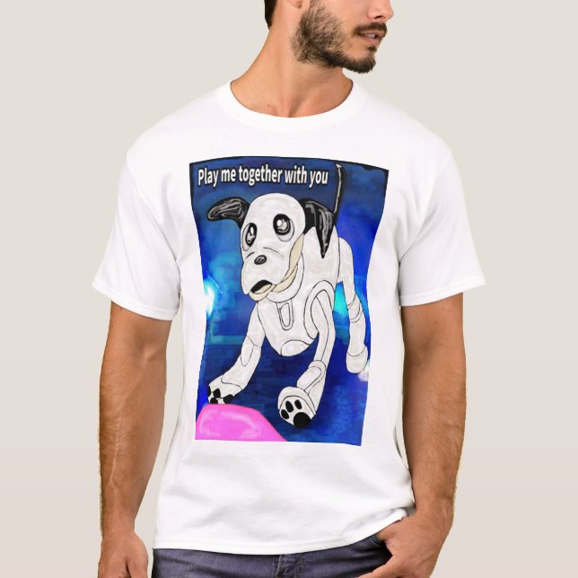 T-shirt Robot Chien T-ShirtJouer Aibo Robot chiot (Devant)