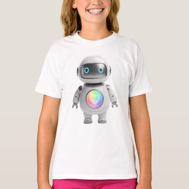 T-shirt Robot Cœur Arc-en-Ciel (Devant)
