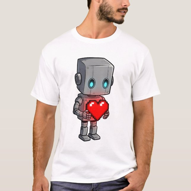 T-shirt Robot Cœur Pixel (Devant)