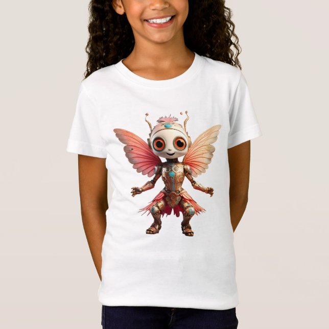 T-Shirt Robot Danseur Mignon Or de Corail Pixie (Devant)