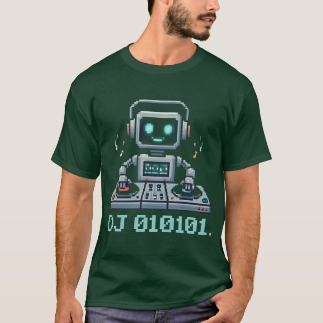 T-shirt Robot d'art pixelisé DJ 010101 (Devant)