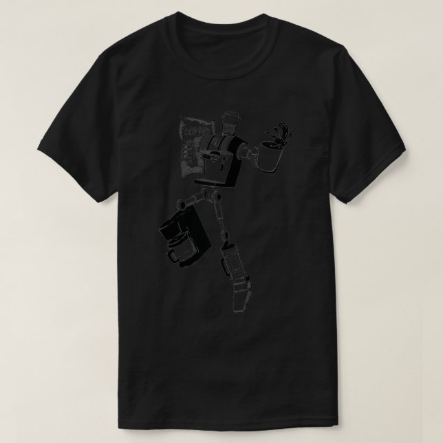 T-shirt Robot de café (conception noire) (Design devant)