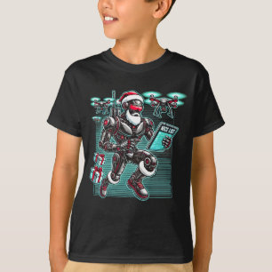 T-shirt Robot de Noël alimenté par l'IA avec des drones et