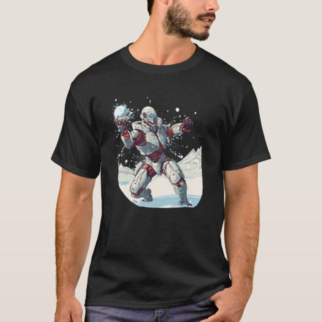 T-shirt Robot drôle dans les combats de snowball pour les  (Devant)