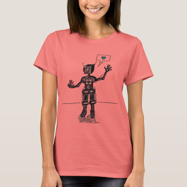 T-shirt Robot Et Kitten Sont Amis (Devant)