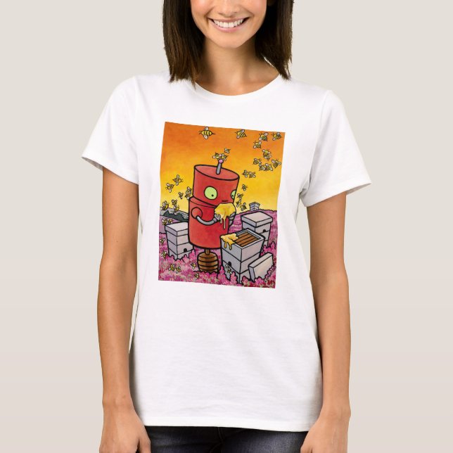 T-shirt Robot et les abeilles de miel (Devant)