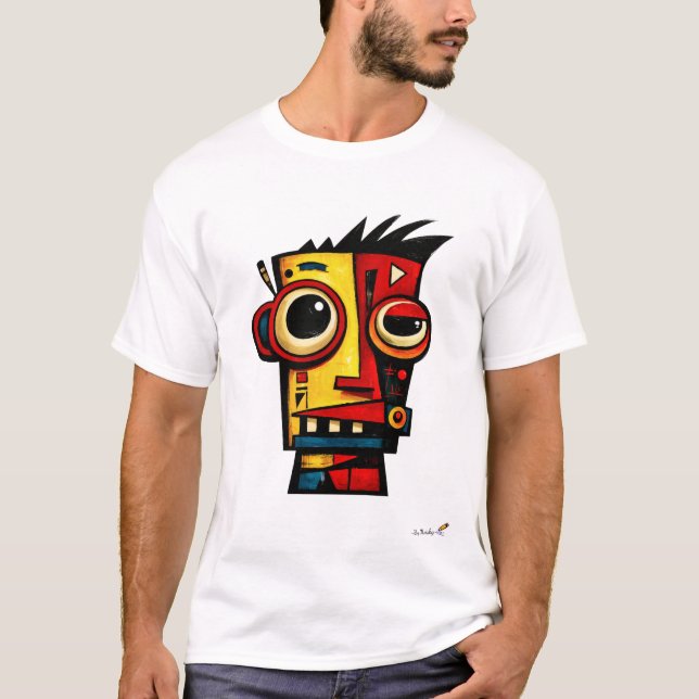 T-shirt Robot Expressionniste Abstrait Art Géométrique Mod (Devant)