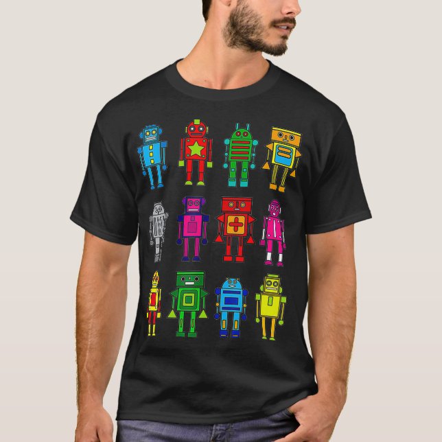 T-shirt Robot Funny Robot Technology Tee (Devant)