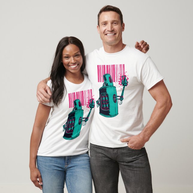 T-shirt Robot Graffitti Code-Barre (Unisexe)
