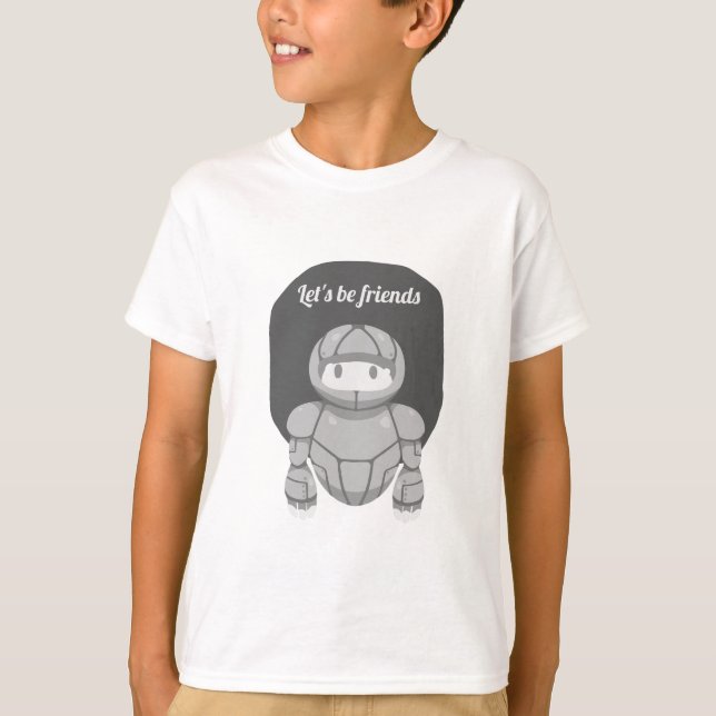 T-shirt Robot gris sur gris est convivial (Devant)