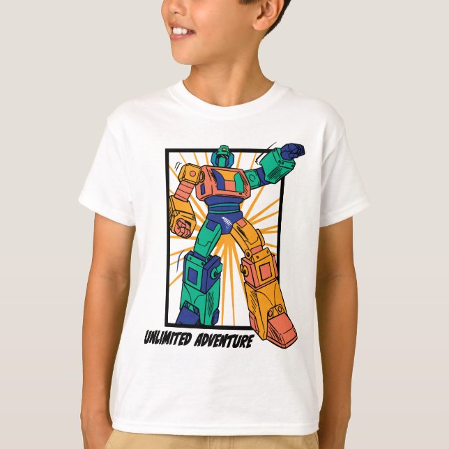 T-shirt Robot Guerrier Géant : Aventure Illimitée (Devant)