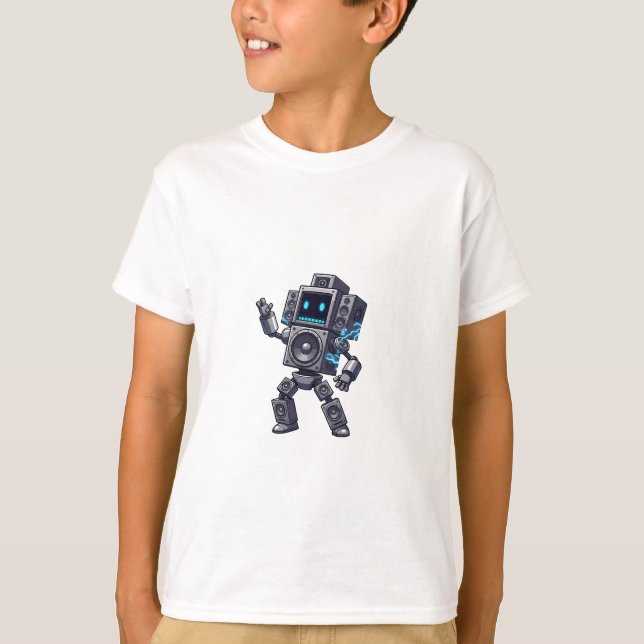 T-shirt Robot Haut-Parleur Rétro Pixel Enfants (Devant)
