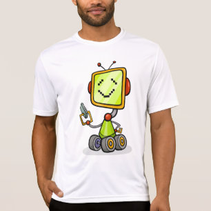 T-shirt Robot heureux sur la pièce en t active des hommes