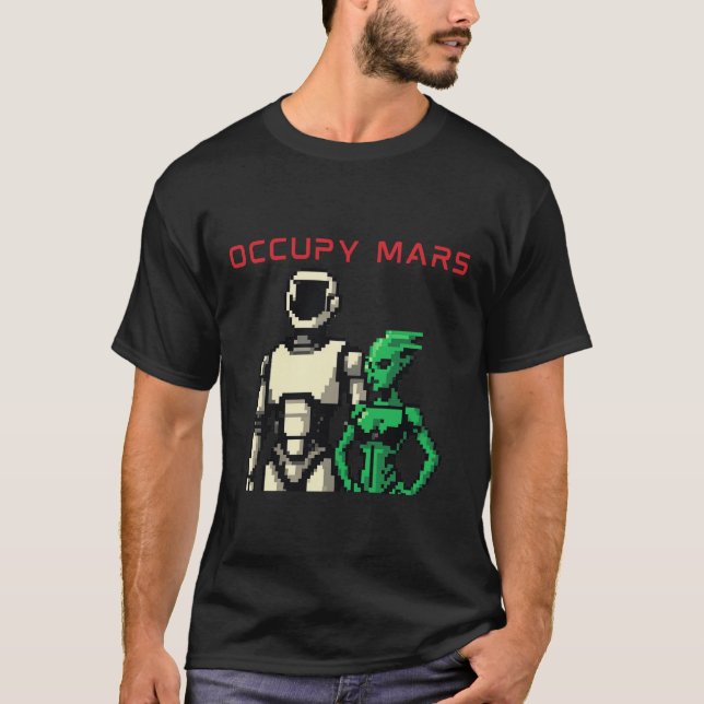 T-shirt Robot Humanoïde Futuriste sur une Planète Extrater (Devant)