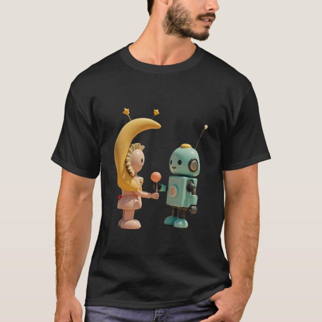 T-shirt Robot Kawaii - Joli Robot Donner Pastel (Devant)