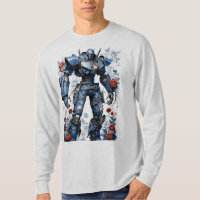 Robot Mech Denim bleu avec Roses rouges