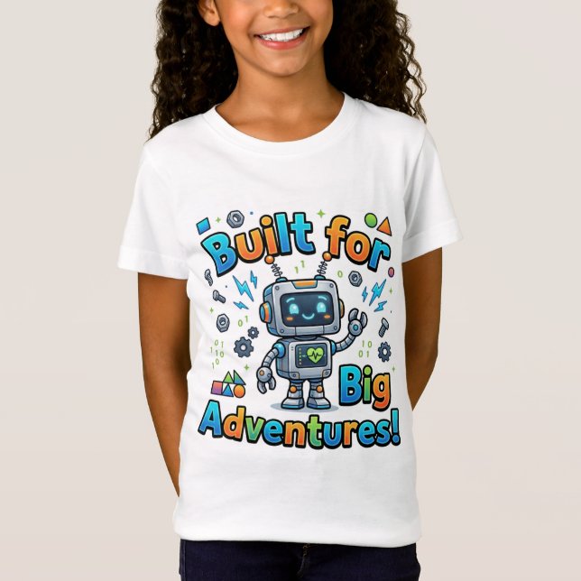 T-shirt Robot Mignon Construit Pour De Grandes Ave (Devant)