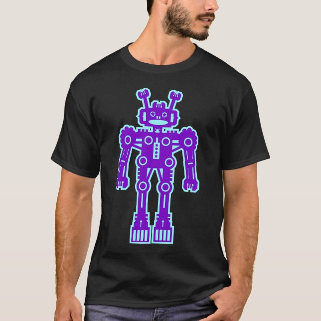 T-shirt Robot Mk I - (Purple & Lt Blue) - Customisé (Devant)
