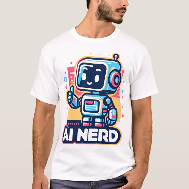 T-shirt Robot Nerd Rétro IA (Devant)