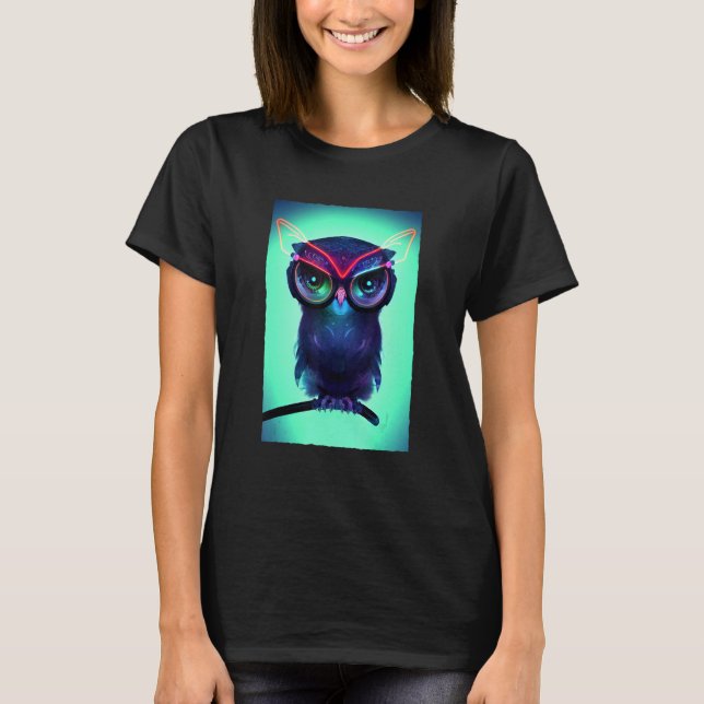 T-shirt Robot Owl   Cute Cybernetic Science Fiction Owl (Devant)