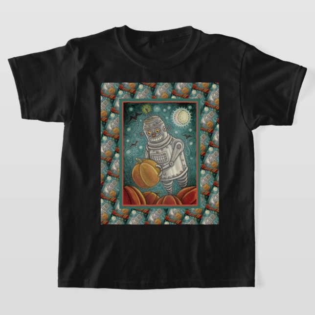 T-SHIRT ROBOT PICER CITROUILLES, HALLOWEEN HOMME MÉCANIQUE (Poser)