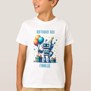 T-shirt Robot Pixel Pixel Personnalisé Anniversaire