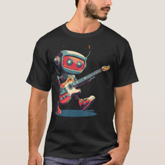 T-shirt Robot Rock Incroyable Avec Guitare Électrique En M