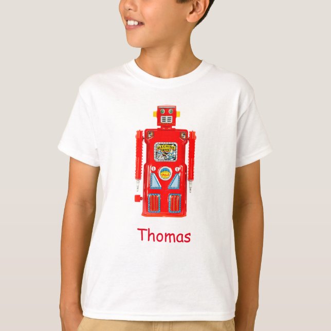 T-shirt robot rouge personnalisé (Devant)