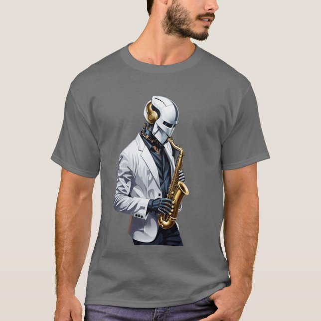 T-shirt robot saxophone (Devant)