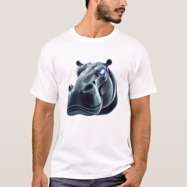 T-shirt Robotique Hippo Face Art (Devant)