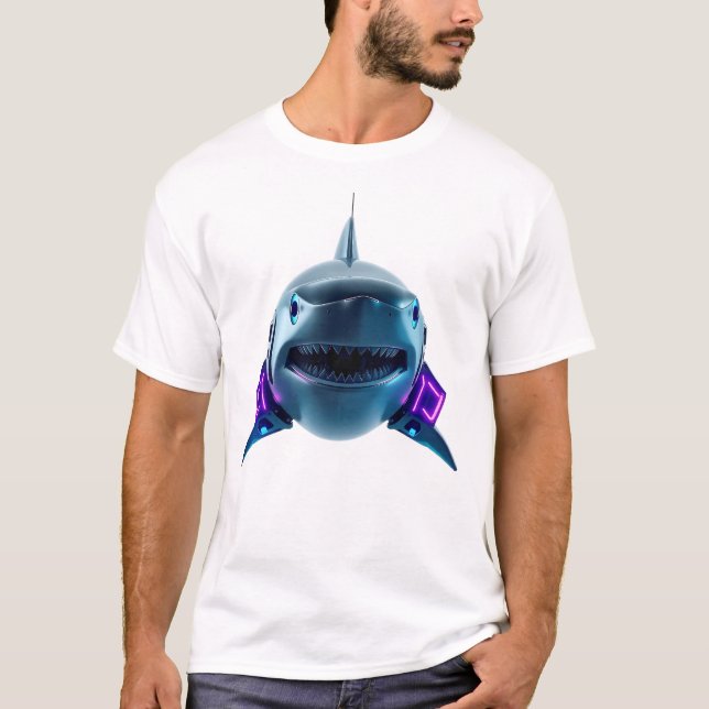 T-shirt Robotique Shark Face Art (Devant)
