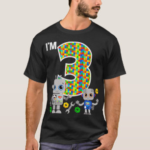 T-shirt Robots 3e anniversaire Robot Party Robotics 3 an O