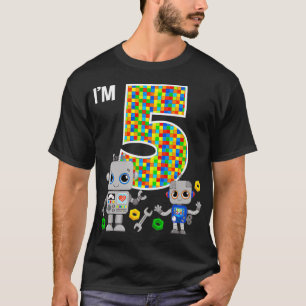 T-shirt Robots 5e anniversaire Robot Party Robotics 5 anné