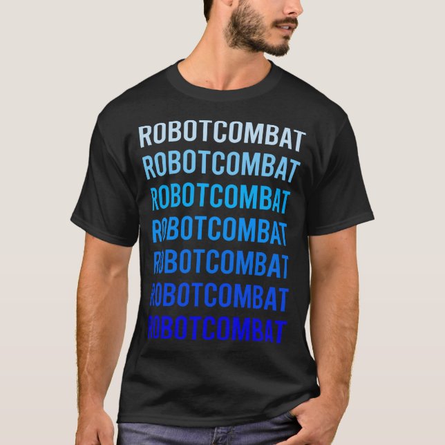 T-shirt Robots de combat de texte bleu (Devant)