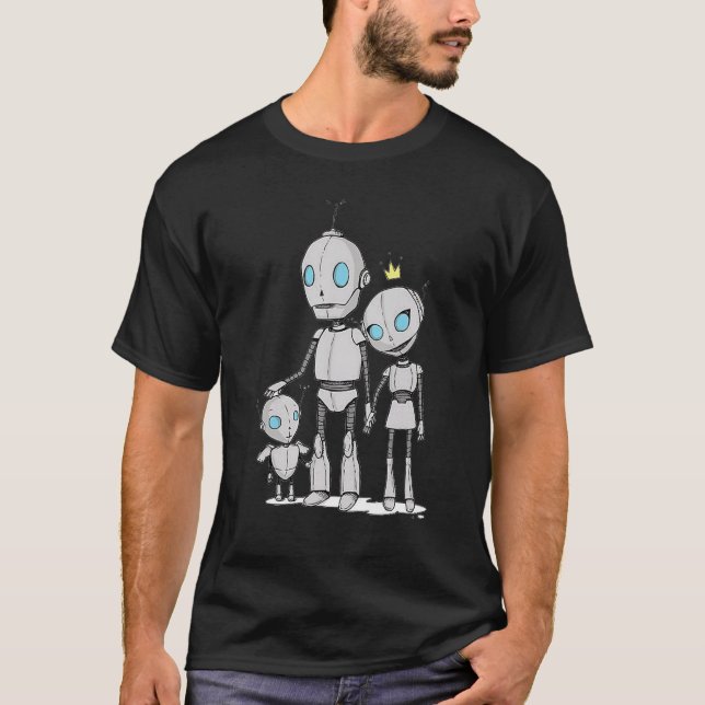 T-shirt Robots Famille Papa Maman Kid Bot Droid Toy Roboti (Devant)