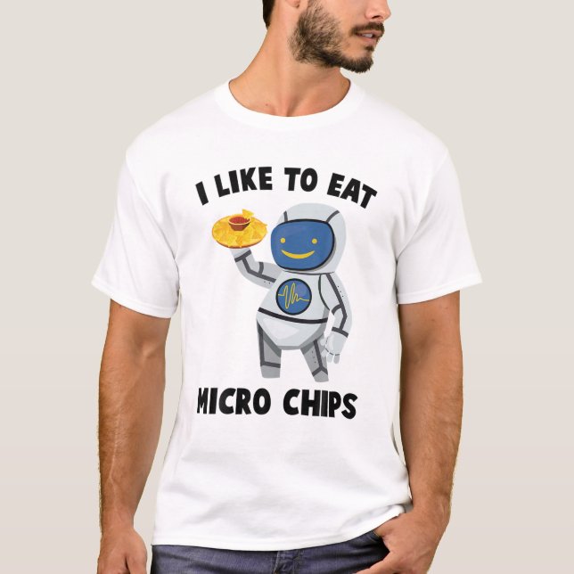 T-shirt Robots - J'Aime Manger Micro Chips - Nachos - Engi (Devant)