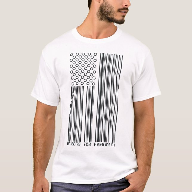 T-shirt Robots pour le président (drapeau de code barres) (Devant)
