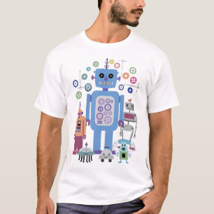 T-shirt Robots rétro et engrenages
