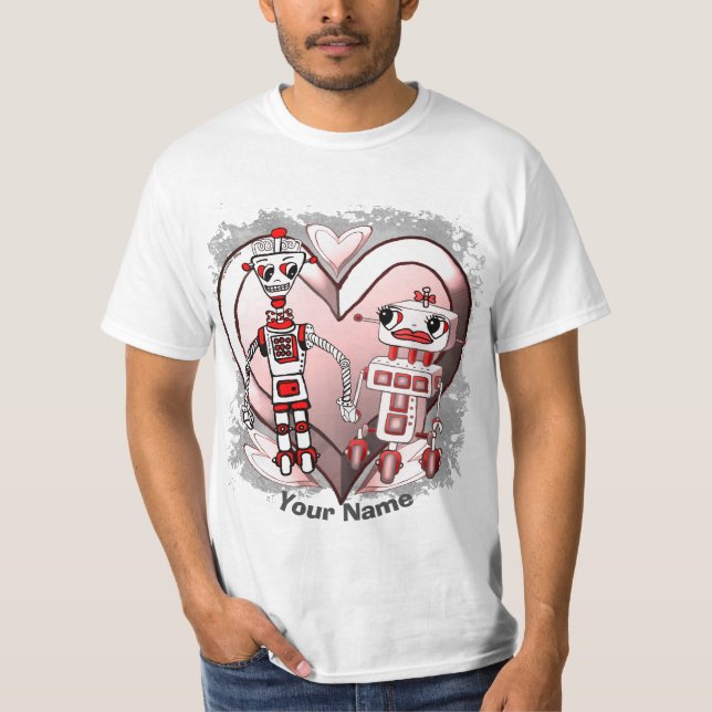 T-shirt robots scifi amoureux (Devant)