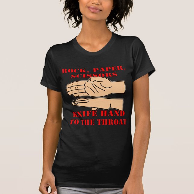 T-shirt Roche, Ciseaux De Papier, Couteau Main À La Gorge (Devant)