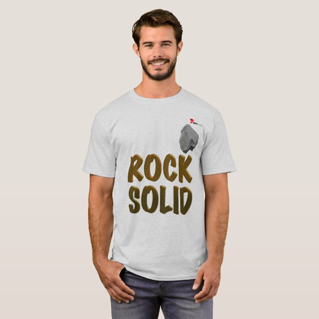 T-Shirt "Roche Solide" | Texte doré et motif motiv (Devant entier)