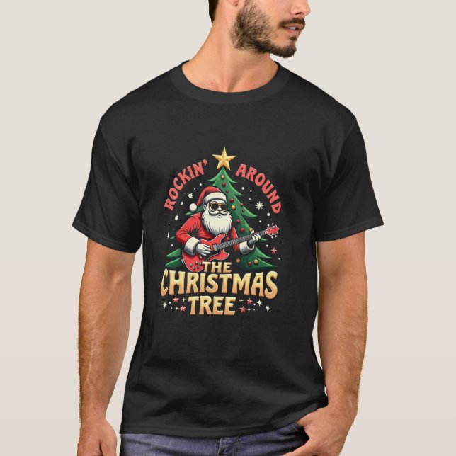 T-shirt Rocher Autour De L'Arbre De Noël (Devant)