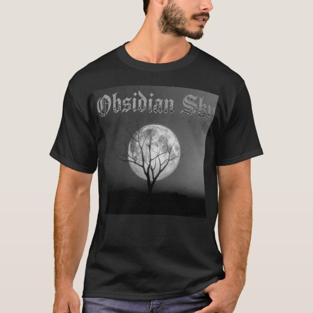 T-shirt Rocher de l'arbre de lune noire et blanche (Devant)