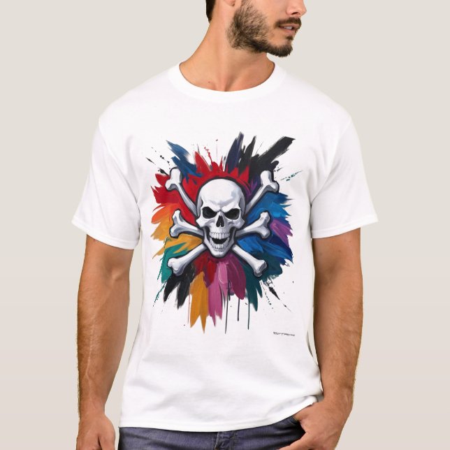 T-shirt Rocher 'n' Roll crâne mural (Devant)