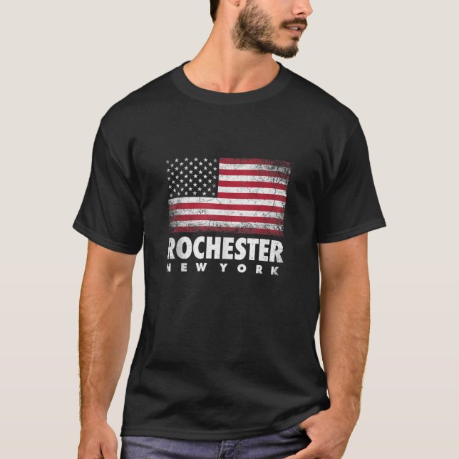 T-shirt Rochester New York 4 juillet Drapeau américain USA (Devant)