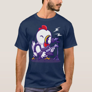 T-shirt Rocheuse De Poulet Cute Avec Dessin De Guitare