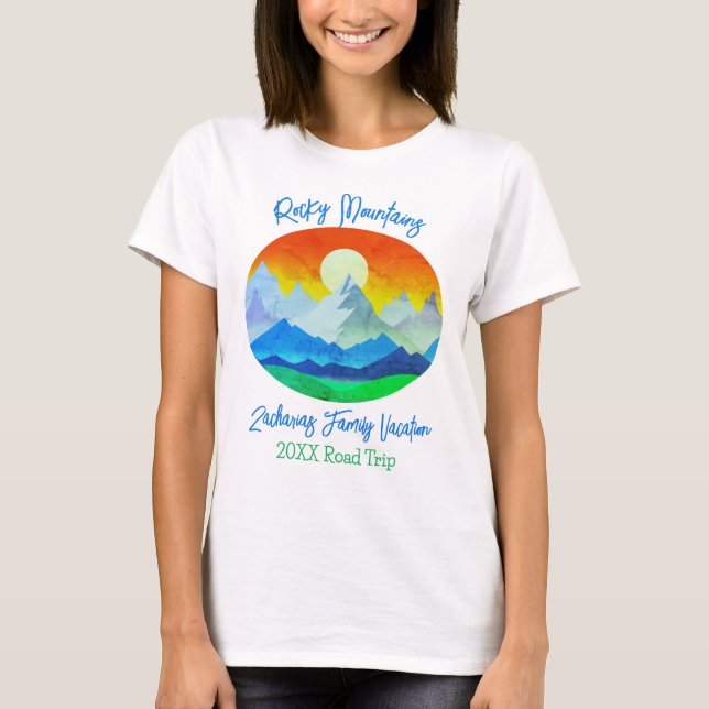 T-shirt Rocheuses Famille Vacances Route Voyage (Devant)